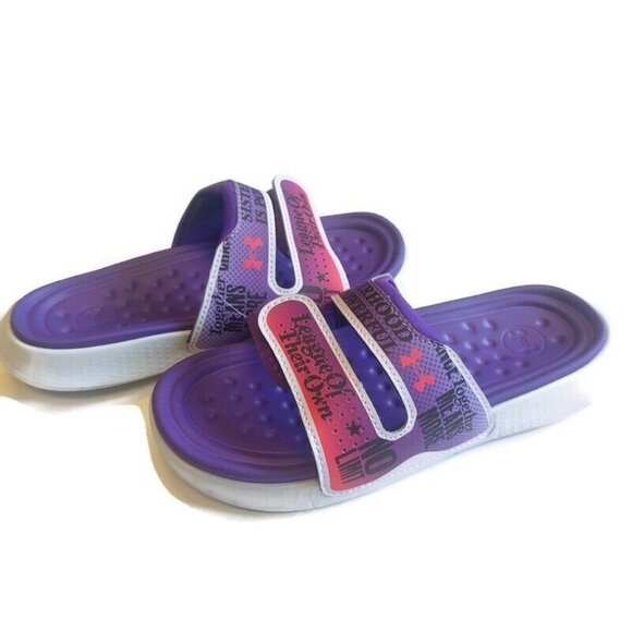 Under Armour Womens Size 6 Ansa Studio International Womens Day Slides Purple - Picture 9 of 9